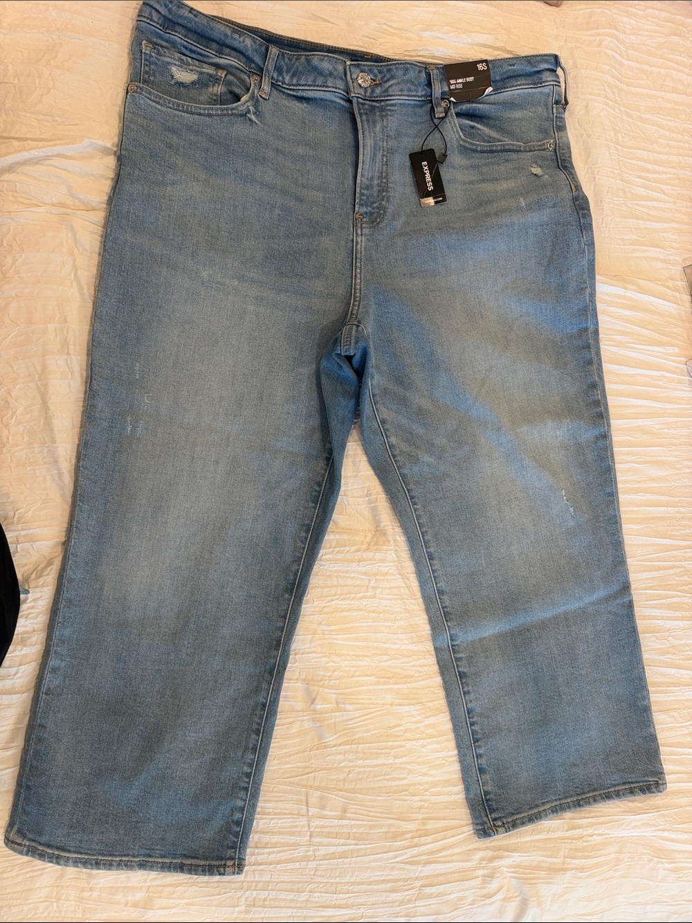 Express Light Wash 90s ankle boot midrise jeans 16S - Light Blue